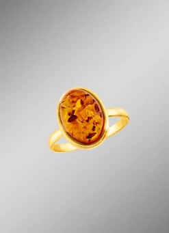 Klassischer Damenring mit echt Bernstein