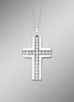 Klassischer Kreuz-Anhänger mit synth. Zirkonia