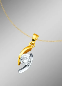 Klassischer Solitäranhänger in Bicolor mit Brillant