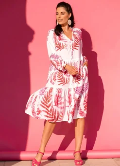 Kleid mit Bindeband am Ausschnitt