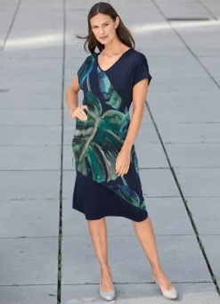 Kleid mit Chiffon-Besatz