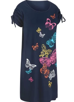 Kleid mit platziertem Druckdessin und raffbaren Ärmeln