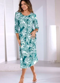 Knöchellanges Nachthemd mit 3/4 langen Ärmeln