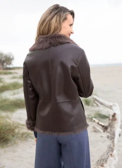 Kurzjacke aus Nappaleder-Imitat