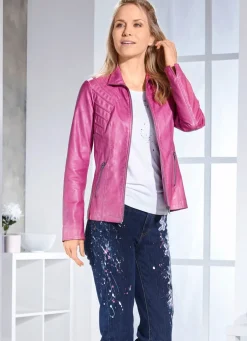 Kurzjacke aus Nappaleder-Imitat
