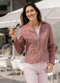 Kurzjacke aus Veloursleder-Imitat