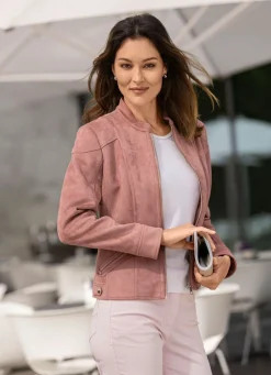 Kurzjacke aus Veloursleder-Imitat