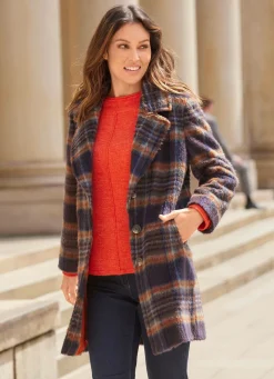 Kurzmantel im Karo-Dessin