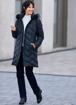 Kurzmantel mit abnehmbarem Kunstpelz-Besatz