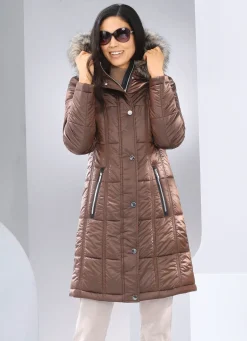 Kurzmantel mit abnehmbarem Kunstpelz-Besatz