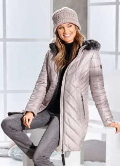 Kurzmantel mit abnehmbarem Kunstpelz-Besatz