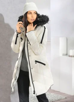 Kurzmantel mit Kunstpelz-Innenausstattung in der Kapuze