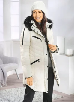 Kurzmantel mit Kunstpelz-Innenausstattung in der Kapuze