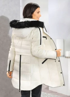 Kurzmantel mit Kunstpelz-Innenausstattung in der Kapuze