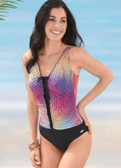 Laurina Badeanzug mit Raffungen und Halbkorsage