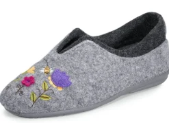 Laurina, klassische Damen-Hausschuhe, Weite G, mit fantasievoller Motiv-Stickerei