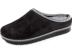 Laurina, klassische Damen-Hausschuhe, Weite G, mit gemusterter Bordüre