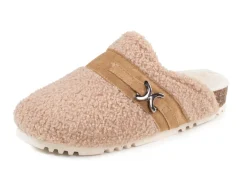 Laurina Pantoffel aus weichem Plüsch mit Veloursbesatz