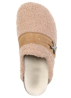 Laurina Pantoffel aus weichem Plüsch mit Veloursbesatz
