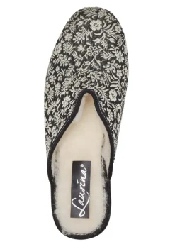 Laurina Pantoffel mit Blumen-Stickerei