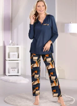 Laurina Schlafanzug mit dezenten Raffungen an der Schulternaht