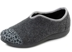 Laurina, trendige Damen-Hausschuhe, Weite H, mit Leo-Druck
