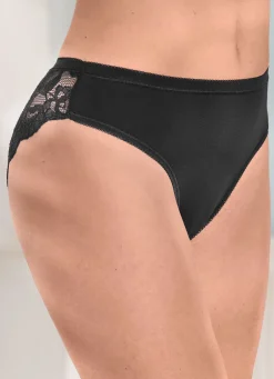 Laurina Viererpack Slips mit floraler Elastikspitze