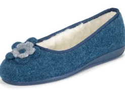 Laurina, warme Damen-Hausschuhe, mit Schurwolle