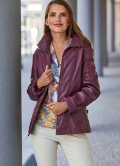 Lederjacke mit Steh-Umlegekragen