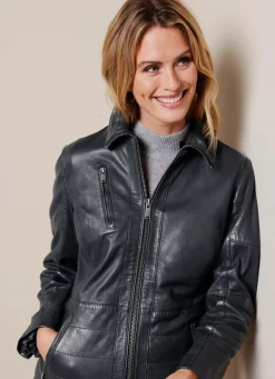 Lederjacke mit Umlegekragen