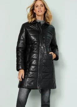 Lederkurzmantel mit Innentasche