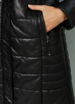 Lederkurzmantel mit Innentasche