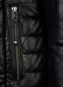 Lederkurzmantel mit Innentasche