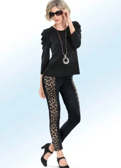 Leggings mit trendigen Einsätzen in Tierfell-Optik
