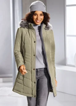 Longjacke mit abnehmbarem Kunstpelz-Besatz