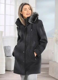 Longjacke mit abnehmbarer Kapuze