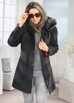 Longjacke mit abnehmbarer Kapuze