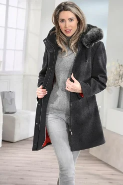 Longjacke mit abnehmbarer Kapuze