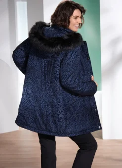 Longjacke mit Raubtierfell-Dessin