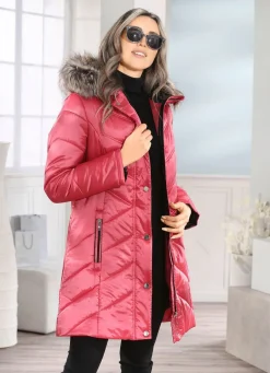 Longjacke mit umschlagbaren Ärmeln in Kontrast