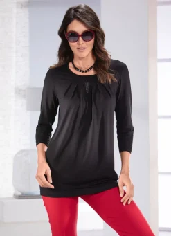 Longshirt mit dezenter Faltenlegung in 2 Farben