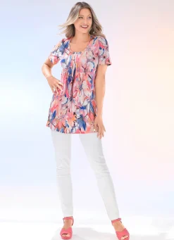 Longshirt mit Faltenlegung am Halsausschnitt in 2 Farben