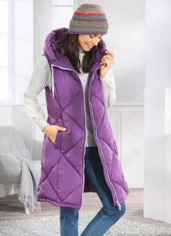 Longweste mit fester Kapuze