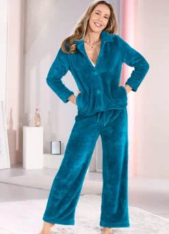 Lounge-Anzug von Laurina mit durchgeknöpftem Oberteil