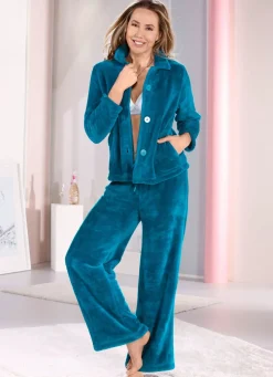 Lounge-Anzug von Laurina mit durchgeknöpftem Oberteil