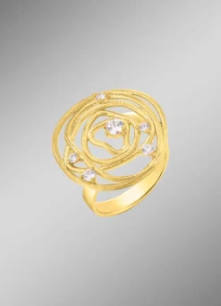 Mattierter Damenring mit Zirkonia