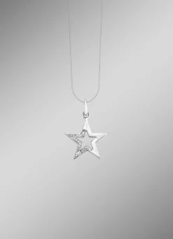Mattierter Stern-Anhänger mit synth. Zirkonia