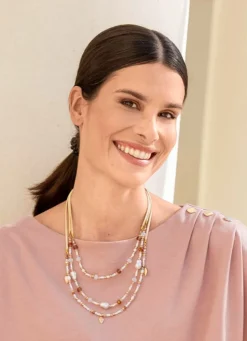 Mehrreihige Halskette mit Süßwasser-Zuchtperlen