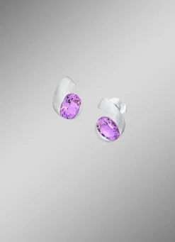 Moderne Ohrstecker mit echt Amethyst