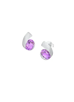 Moderne Ohrstecker mit echt Amethyst